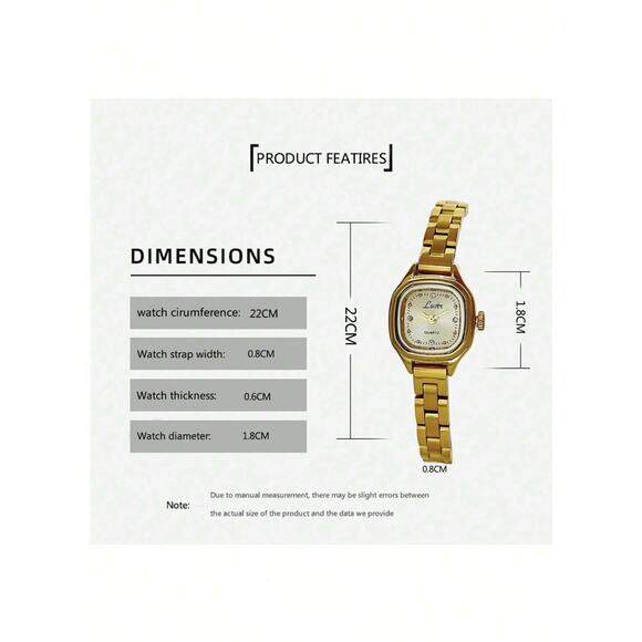 Gold Vintage Style Women’s Elegant French Inspired Square Wrist Watch main image 4